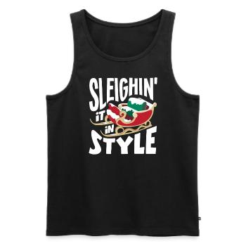 Sleighin' it in style DJ Xmas Hip Hop Rapper - Männer Premium Bio Tank Top - Schwarz - Vorne - AI Model Male 178 light (178cm)