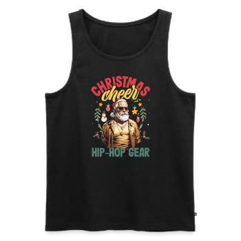 Joie de Noël, équipement hip-hop DJ Xmas Hip Hop - Débardeur bio Premium Homme - noir - Devant - AI Model Male 178 light (178cm)