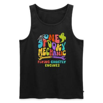 One Spooky Mechanic Retro Groovy Halloween Costume - Männer Premium Bio Tank Top - Schwarz - Vorne - AI Model Male 178 light (178cm)