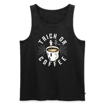 Coffee Latte Lover Ghost Halloween Spooky Season - Men's Premium Organic Tank Top - black - Front - AI Model Male 178 light (178cm)