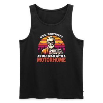 Never underestimate an old man with a motorhome - Männer Premium Bio Tank Top - Schwarz - Vorne - AI Model Male 178 light (178cm)