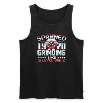 Spawned 1970 Grinding Since Level One Funny Gamer - Men's Premium Organic Tank Top - black - Front - AI Model Male 178 light (178cm)