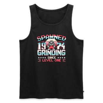 Spawned 1974 Grinding Since Level One Funny Gamer - Men's Premium Organic Tank Top - black - Front - Michal (187cm)