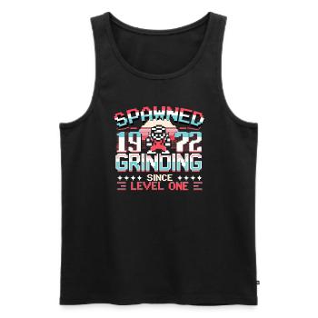 Spawned 1972 Grinding Since Level One Funny Gamer - Men's Premium Organic Tank Top - black - Front - Michal (187cm)