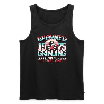 Spawned 1975 Grinding Since Level One Funny Gamer - Men's Premium Organic Tank Top - black - Front - AI Model Male 178 light (178cm)