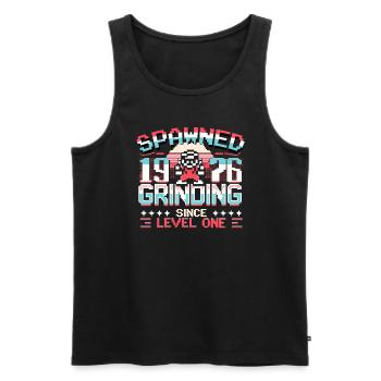 Spawned 1976 Grinding Since Level One Funny Gamer - Men's Premium Organic Tank Top - black - Front - AI Model Male 178 light (178cm)