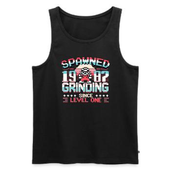 Engendré en 1987 Grinding depuis Level One Funny Gamer - Débardeur bio Premium Homme - noir - Devant - AI Model Male 178 light (178cm)