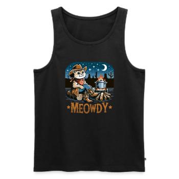 Meowdy Country Cowboy Vintage Western Cat - Männer Premium Bio Tank Top - Schwarz - Vorne - Michal (187cm)