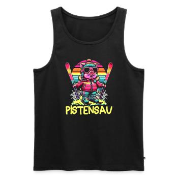 Pistensau - Perfekt für Skifahrer und Après-Ski - Männer Premium Bio Tank Top - Schwarz - Vorne - Michal (187cm)