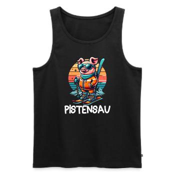 Pistensau - Perfekt für Skifahrer und Après-Ski - Männer Premium Bio Tank Top - Schwarz - Vorne - Michal (187cm)