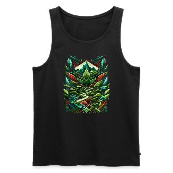 Abstract Ayahuasca Rainforest - Männer Premium Bio Tank Top - Schwarz - Vorne - AI Model Male 178 light (178cm)