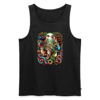 Guide de l’ animal de l’ayahuasca - Débardeur bio Premium Homme - noir - Devant - Michal (187cm)