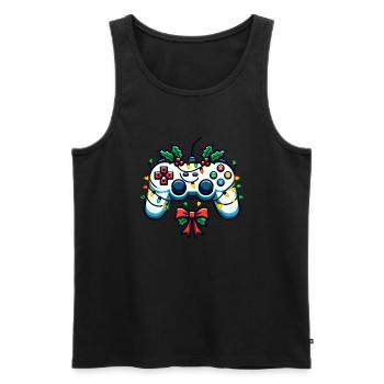 Festive Gamer Controller Holiday Gaming - Männer Premium Bio Tank Top - Schwarz - Vorne - Michal (187cm)