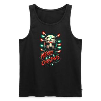 Joyeux Noël Festif Slasher Candy Cane Menace - Débardeur bio Premium Homme - noir - Devant - AI Model Male 178 light (178cm)