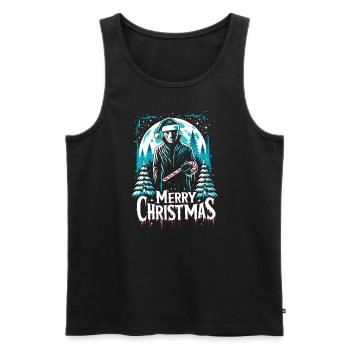 Joyeux Noël Festif Slasher Candy Cane Menace - Débardeur bio Premium Homme - noir - Devant - AI Model Male 178 light (178cm)