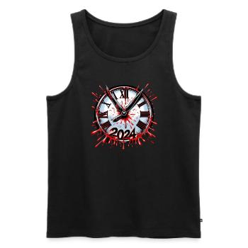 Blood Splatter Clock 80s Slasher Horror New - Men's Premium Organic Tank Top - black - Front - AI Model Male 178 light (178cm)