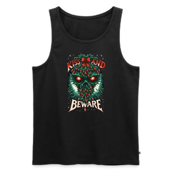 Kiss and Beware - Sinister Mistletoe - Männer Premium Bio Tank Top - Schwarz - Vorne - AI Model Male 178 light (178cm)