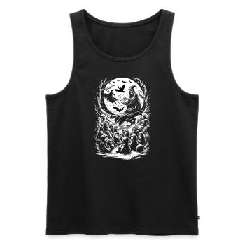 Spooky Storybook Ghostly Sleigh Ride - Men's Premium Organic Tank Top - black - Front - AI Model Male 178 light (178cm)