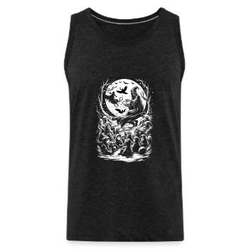 Spooky Storybook Ghostly Sleigh Ride - Men's Premium Organic Tank Top - charcoal grey - Front - Alexander (188cm)
