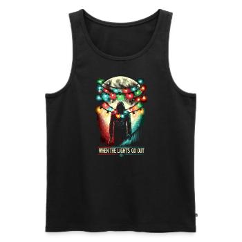 When the Lights Go Out - Sinister Christmas - Men's Premium Organic Tank Top - black - Front - AI Model Male 178 light (178cm)