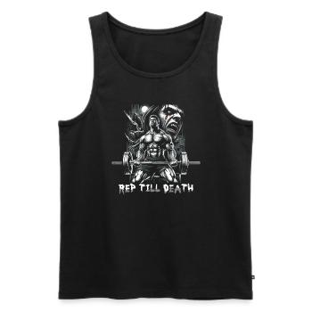 Rep Till Death Bodybuilding Slasher des années 80 - Débardeur bio Premium Homme - noir - Devant - AI Model Male 178 light (178cm)