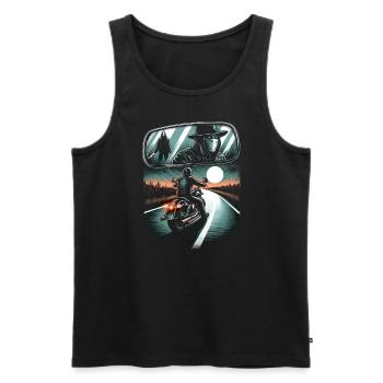 Lone Rider's Lament: Haunting Road Adventure - Men's Premium Organic Tank Top - black - Front - AI Model Male 178 light (178cm)