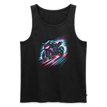Neon Speed Demon: High-Velocity Light Trails - Men's Premium Organic Tank Top - black - Front - AI Model Male 178 light (178cm)