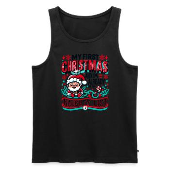 My First Christmas - Naughty List Baby Humor - Männer Premium Bio Tank Top - Schwarz - Vorne - AI Model Male 178 light (178cm)