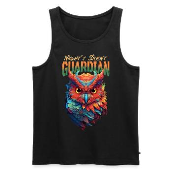 Owl Bird Guardian Night Nature Mystical Colorful Art - Men's Premium Organic Tank Top - black - Front - AI Model Male 178 light (178cm)