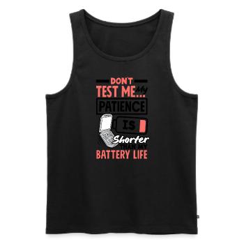 Patience Shorter Than Battery Life - Men's Premium Organic Tank Top - black - Front - AI Model Male 178 light (178cm)