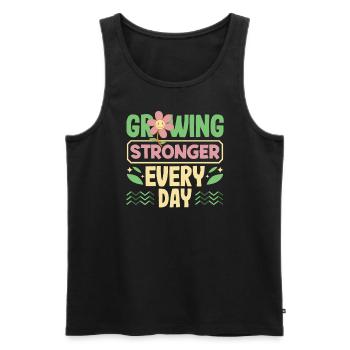Growing Stronger Every Day Motivational - Männer Premium Bio Tank Top - Schwarz - Vorne - AI Model Male 178 light (178cm)