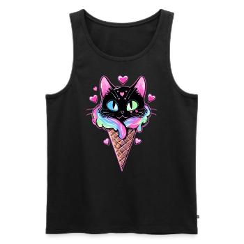 Crème glacée de la Saint-Valentin chat assorti Couple - Débardeur bio Premium Homme - noir - Devant - Michal (187cm)