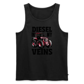 Tracteur Diesel dans mes veines - Débardeur bio Premium Homme - noir - Devant - AI Model Male 178 light (178cm)