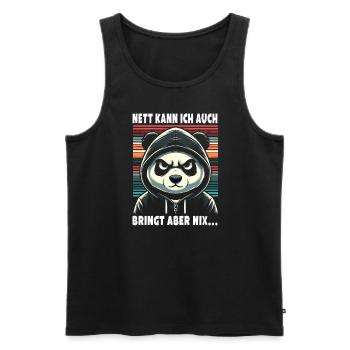 Sympa, je peux aussi être un amoureux sarcastique des pandas - Débardeur bio Premium Homme - noir - Devant - AI Model Male 178 light (178cm)