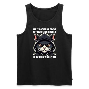 Bousculer serait un grand amoureux des chats sarcastiques - Débardeur bio Premium Homme - noir - Devant - AI Model Male 178 light (178cm)