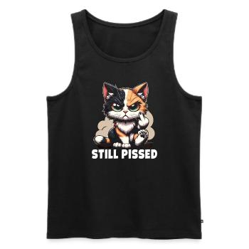 Amant de chat sarcastique et énervé silencieux - Débardeur bio Premium Homme - noir - Devant - AI Model Male 178 light (178cm)