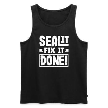 Seal It Fix It Done Handyman Power Statement - Men's Premium Organic Tank Top - black - Front - AI Model Male 178 light (178cm)