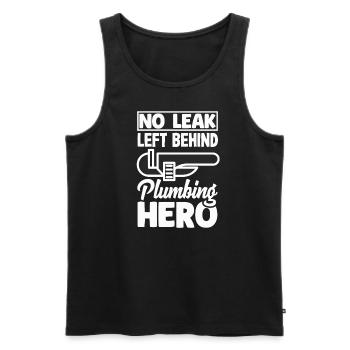 Pas de fuite Plumbing Hero Déclaration audacieuse - Débardeur bio Premium Homme - noir - Devant - Michal (187cm)