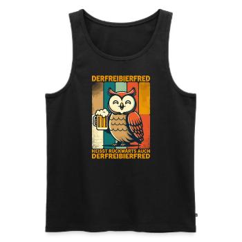 The free beer Fred is called backwards, also the - Men's Premium Organic Tank Top - black - Front - AI Model Male 178 light (178cm)
