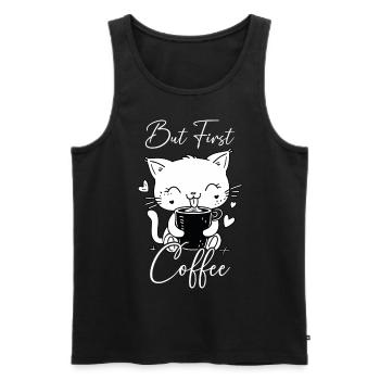 Café De Chat Mais Premier Café Matin Grouch Drôle - Débardeur bio Premium Homme - noir - Devant - Michal (187cm)