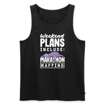Marathon Napping Sloth Weekend Humor - Men's Premium Organic Tank Top - black - Front - Michal (187cm)
