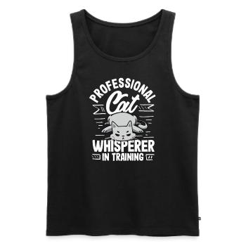 Professional Cat Whisperer In Training - Funny - Men's Premium Organic Tank Top - black - Front - AI Model Male 178 light (178cm)