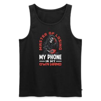 Master of Losing My Phone Grim Reaper Funny Humor - Männer Premium Bio Tank Top - Schwarz - Vorne - AI Model Male 178 light (178cm)