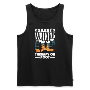 Silent Walking Therapy on Foot Hiking - Männer Premium Bio Tank Top - Schwarz - Vorne - AI Model Male 178 light (178cm)