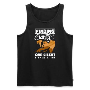 Finding Clarity One Silent Step at a Time Hiking - Männer Premium Bio Tank Top - Schwarz - Vorne - Michal (187cm)