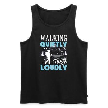 Silent Walks : l’entraînement préféré de mon âme : la randonnée - Débardeur bio Premium Homme - noir - Devant - Michal (187cm)