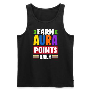 Earn Aura Points Daily Trendy Viral - Men's Premium Organic Tank Top - black - Front - AI Model Male 178 light (178cm)