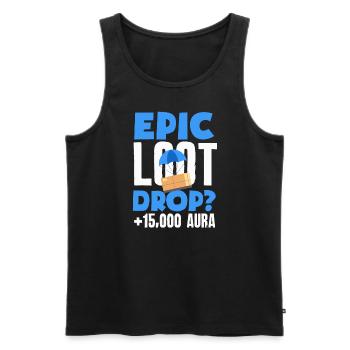 Butin épique ? +15000 aura pour le joueur - Débardeur bio Premium Homme - noir - Devant - Michal (187cm)