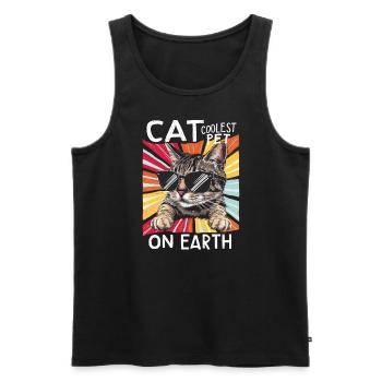 Cat Coolest Pet On Earth Retro Sunglasses Funny - Männer Premium Bio Tank Top - Schwarz - Vorne - Michal (187cm)