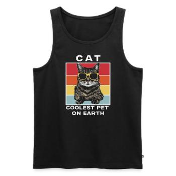 Cat Coolest Pet On Earth Retro Sunglasses Funny - Männer Premium Bio Tank Top - Schwarz - Vorne - Michal (187cm)
